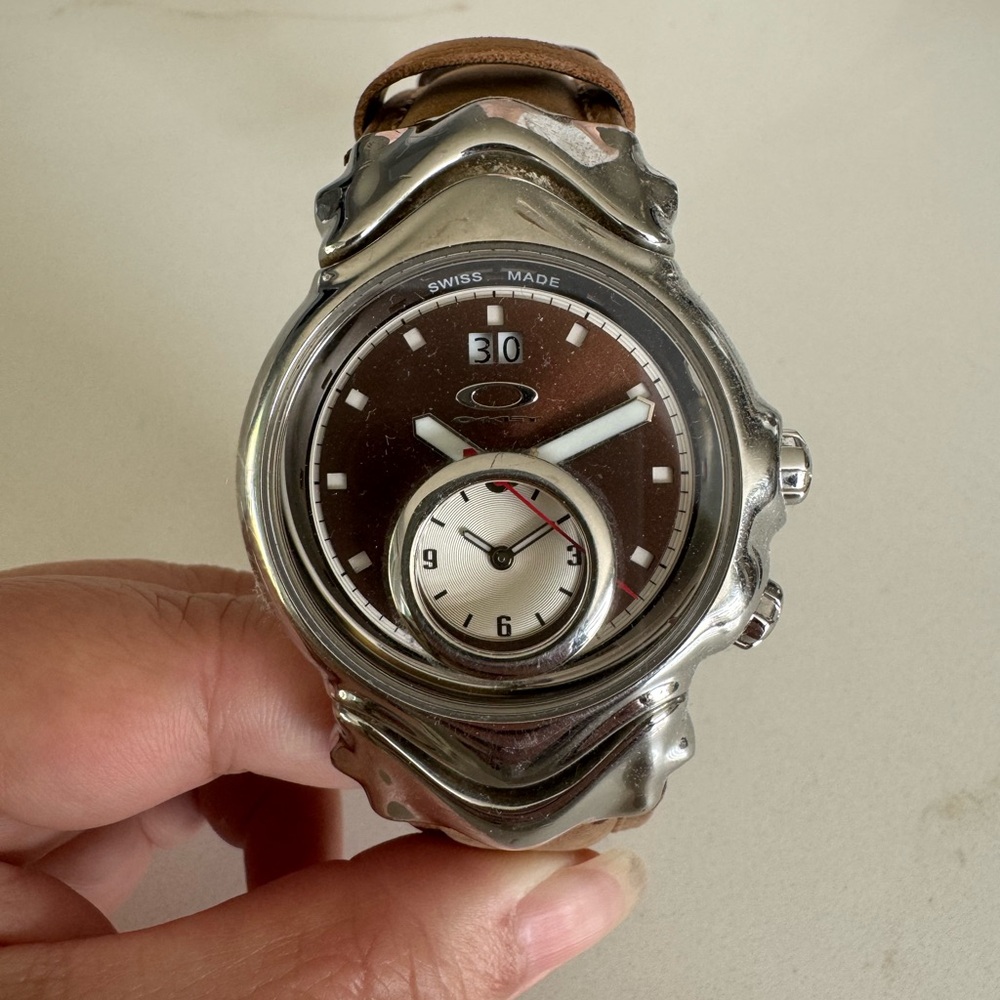 Oakley Judge mens brown leather strap watch
